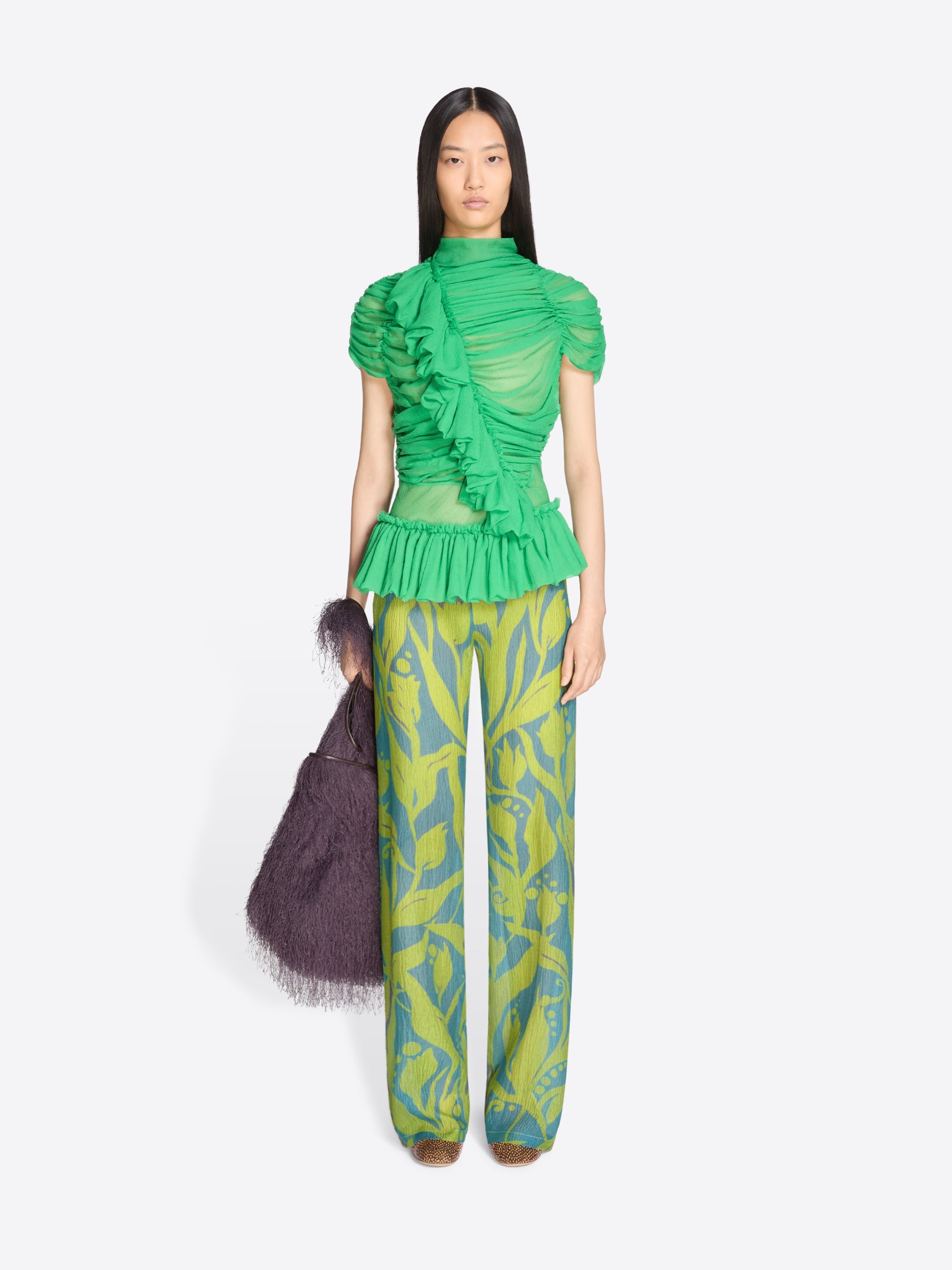 Silk Ruffled Top