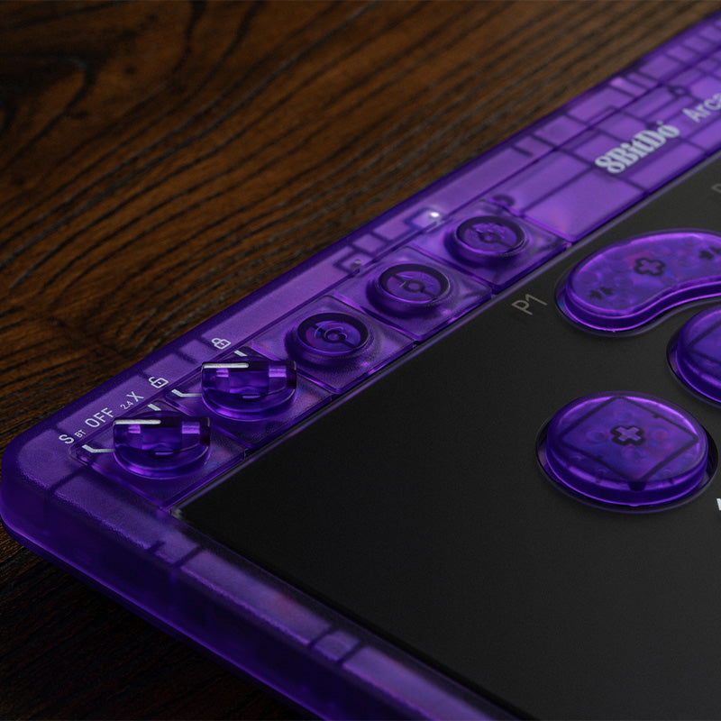 8BitDo Arcade Controller - Transparent Purple Signature Edition - Arcade Gaming Edition with Practical Controls